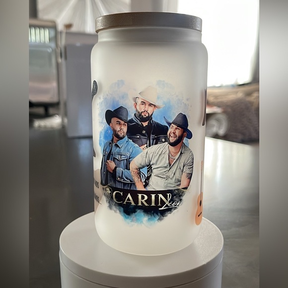 Carin Leon Frosted Beer Can Glass Cup - Picture 1 of 4